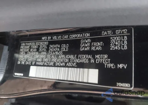 2013 Volvo Xc60 3.2/3.2 Platinum/3.2 Premier/3.2 Premier Plus from USA, damaged, VIN YV4952DL5D2382283